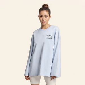 NWT Prime Time Oversized Long-sleeve Shirt (Haze Blue) - LIT Activewear